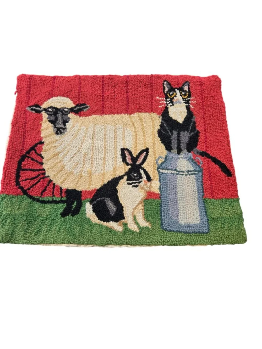 Sturbridge Yankee Workshop Folk Art Wool Hooked Farmhouse Throw Pillow Cover 16